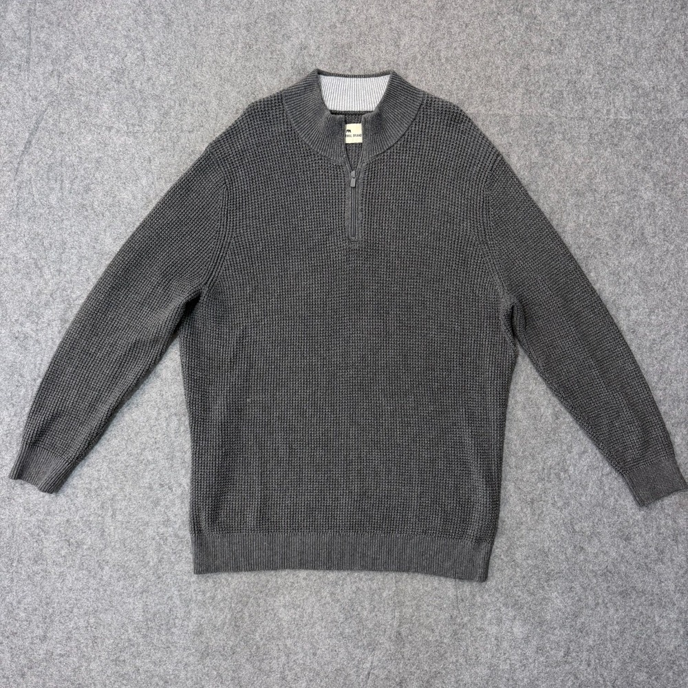 The Normal Brand Charcoal Gray Waffle Knit Quarter Zip Sweater Men's Size XL